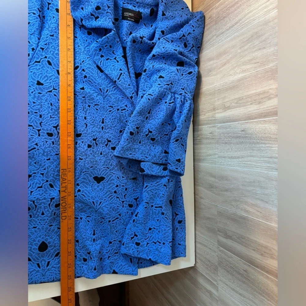 Andria Lieu Collection Blue Lace Pattern Button-Up Jacket - Picture 10 of 12